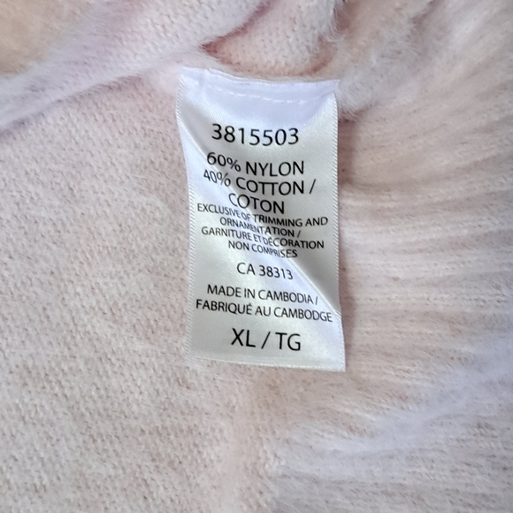 Bleu Gray Eyelash Sweater Women's XL Pink Striped Cozy Crewneck Top - Picture 9 of 14